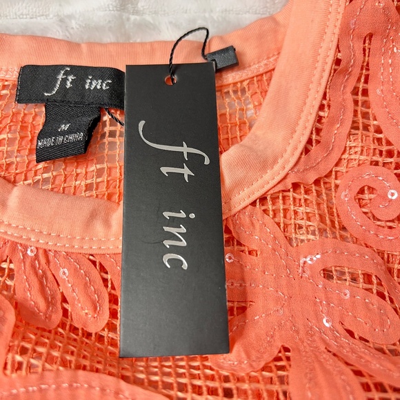 # A114  FT INC Y2K  Peach  Lace  Mesh  Peplum Top Festival Boho NWT Size  M - Picture 9 of 10